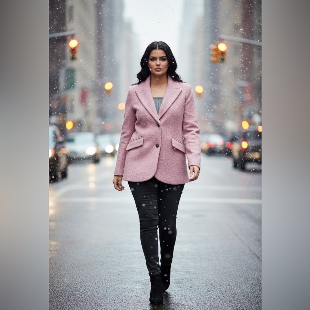 Anthropology Women’s large Ellen Tracy Pink Boucle single button coat $229 nwt - Picture 2 of 8